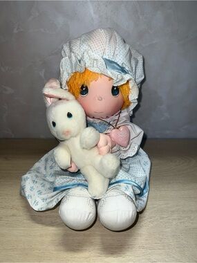 Precious Moments Applause Vintage Rag Doll with Bunny & Heart Pendant